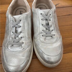 Life Stride Shiny Silver Lace-Up Sneakers